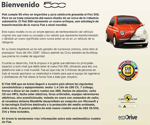 Precio Fiat 500 vía mailing