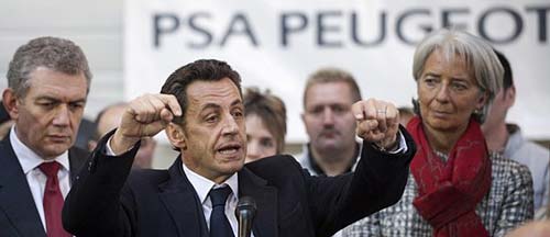 Nicolas Sarkozy en una reciente visita a PSA