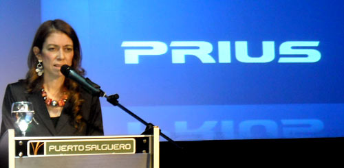 Giorgi en el lanzamiento del Toyota Prius