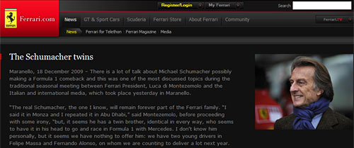 El comunicado de Luca Di Montezemolo en el sitio de Ferrari