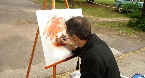 Rafael Varela pintando en vivo