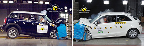 Audi A1 versus MINI Countryman en los test de Euro NCAP