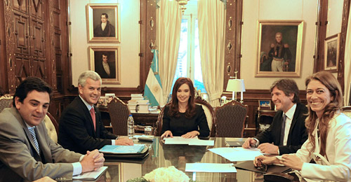 Sergio Rocha, Cristina Fernández, Amado Boudou y Débora Giorgi.
