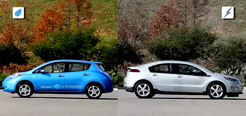 El Nissan Leaf y el Chevrolet Volt, frente a frente.