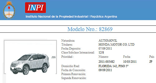 Honda registró la nueva CR-V en el INPI