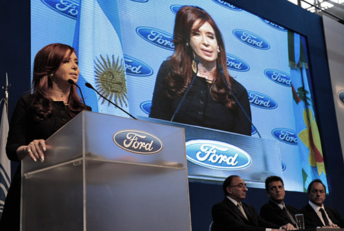 Cristina Kirchner en la presentación de la nueva planta de motores de Ford