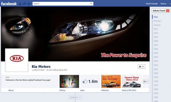 Nueva página de Kia Motors en Facebook. 