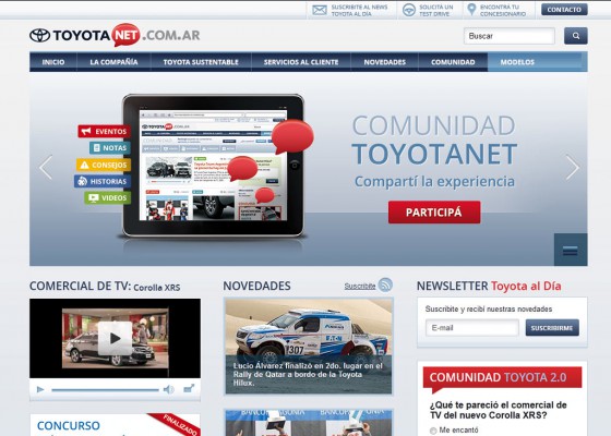 Toyota Argentina lanzó Toyota Net, un nuevo sitio web 2.0
