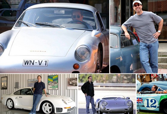 Seinfeld y algunos de los Porsche de su exclusiva colección. Fotomontaje: Cosas de Autos