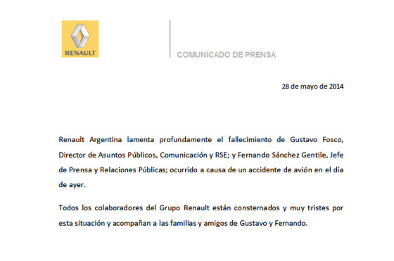 Comunicado Renault Argentina