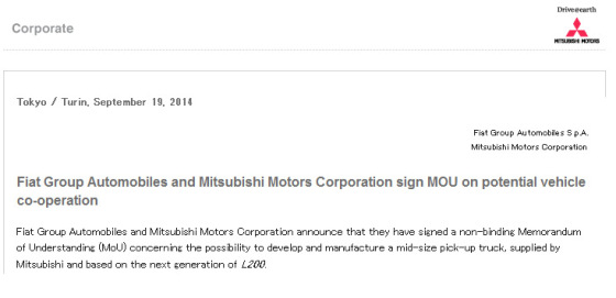 Fiat y Mitsubishi anuncian firma de MOU