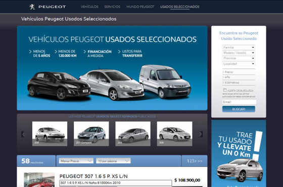 Peugeot puso on line su plataforma de Usados Seleccionados