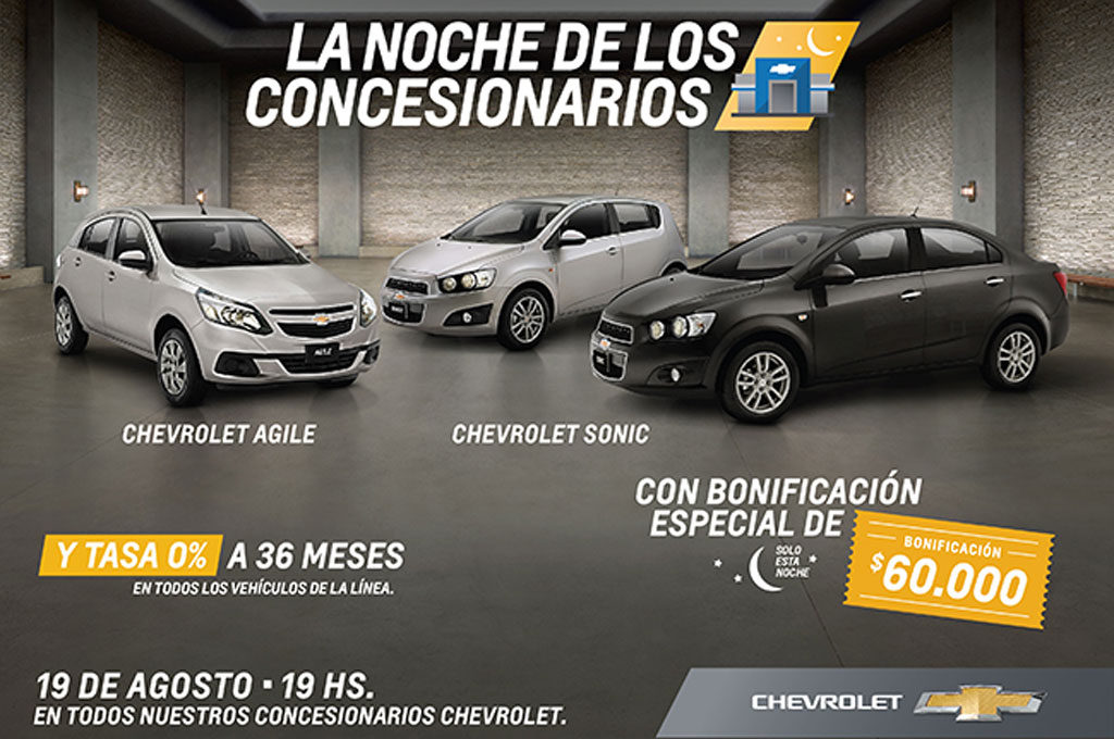 Los concesionarios Chevrolet abren de noche con bonificaciones de hasta $60 mil