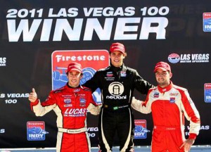El podio de la Indy Lights en Las Vegas 2011: Guerrieri, a la izquierda.