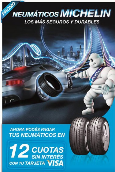 Promo Michelin para neumÃ¡ticos de autos y camionetas.