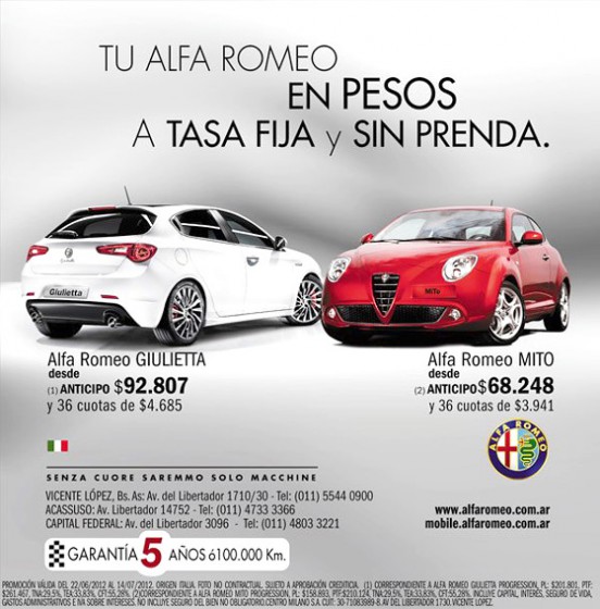 Alfa Romeo pesificó su lista de precios