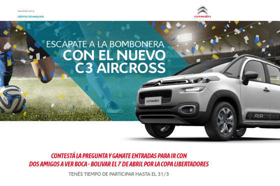 Concurso de Citroen para escaparse a la Bombonera con el Nuevo C3 Aircross