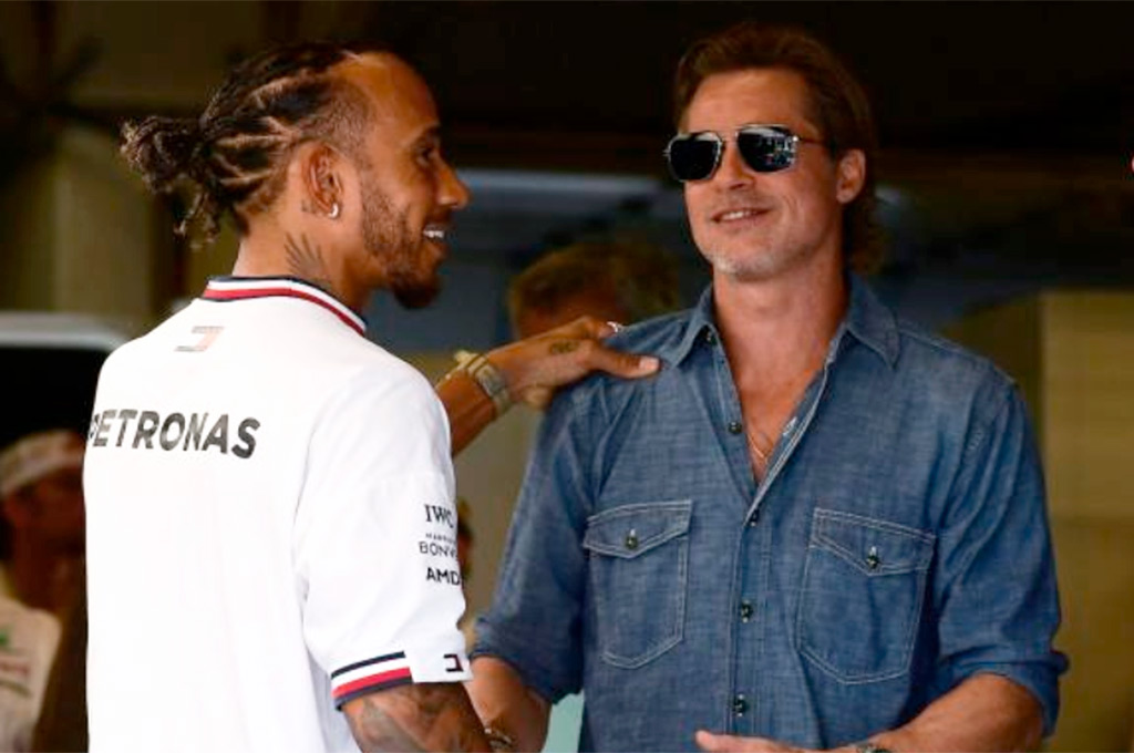 Brad Pitt junto a Lewis Hamilton